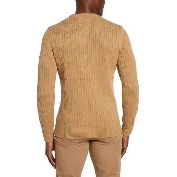 NWT Express Men's Cable Knit Sweater Pecan Size XL Pecan Brown Crewneck - Picture 2 of 8